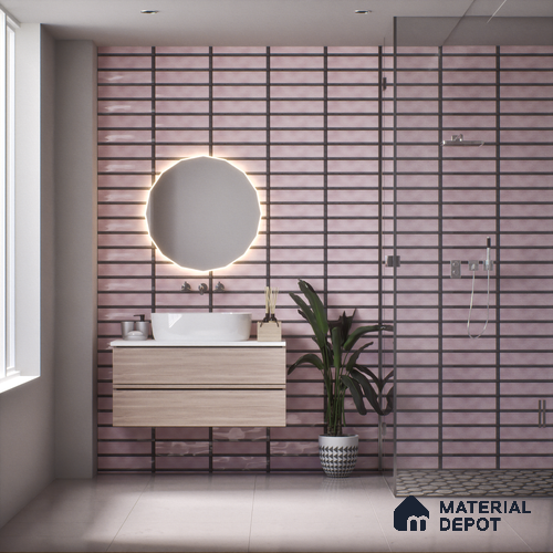 TL 03729 Rosa 300x100 mm Glossy Finish Ceramic Wall  Subway Tile - 5 mm