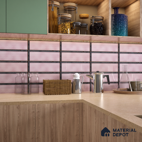 TL 03729 Rosa 300x100 mm Glossy Finish Ceramic Wall  Subway Tile - 5 mm