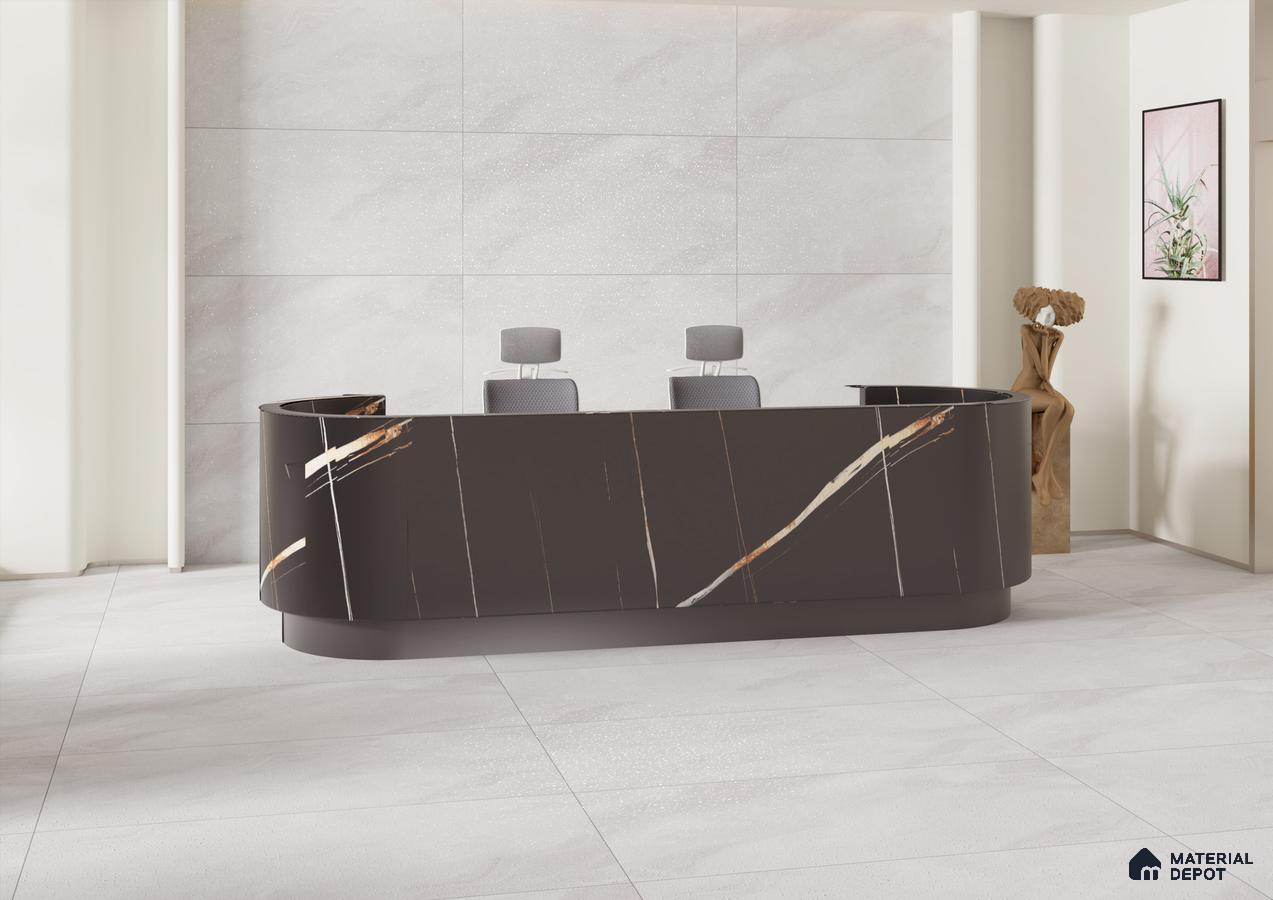 Modern Reception Area with Marble-Inspired Elements | Material Depot
