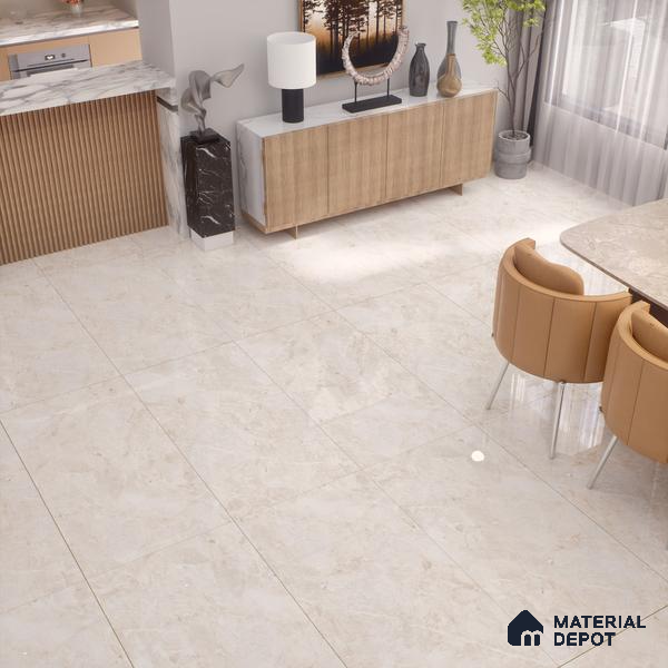Marble Floor & Wall Tile TL 02174 Sand Beige 1200x600 Glossy Finish Vitrified Tile - 9 mm