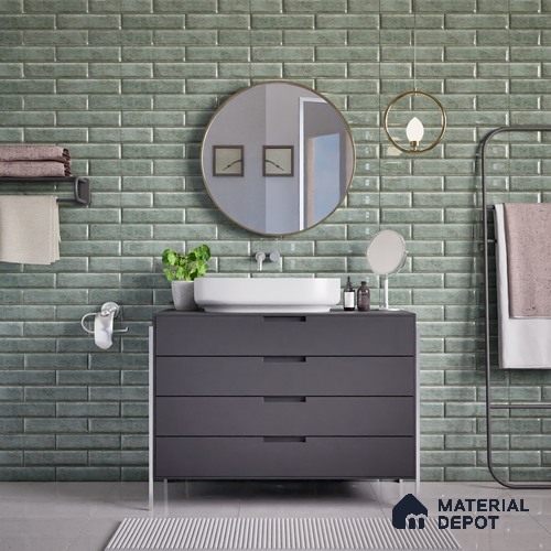 Faux Subway Wall Tile TL 04685 C Brick Solara Cove Blue 2 ft x 1 ft Ceramic Glossy Finish - 9 mm | Suitable For Kitchen, Bathroom Walls and Backsplashes | Please Expect a Slight Variation of Pattern