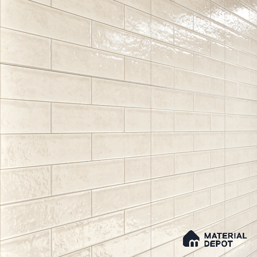 Faux Subway Wall Tile TL 04685 Brick Solara Winter White 2 ft x 1 ft Ceramic Glossy Finish - 9 mm | Suitable For Kitchen, Bathroom Walls and Backsplashes | Please Expect a Slight Variation of Pattern