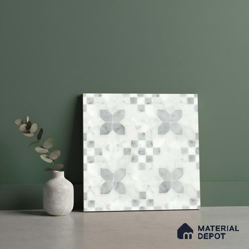 Moroccan Wall & Floor Tile TL 10024 | CRV-62 | 1 ft x 1 ft  Finish Ceramic Tile - 10 mm | Suitable for Living Room, Bedroom, Bathroom & Kitchen | Please Expect a Slight Variation of Pattern
