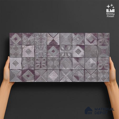 Highlighter Wall Tile TL 06547 B NG Hoover Grey HL 2 ft x 1 ft Ceramic Glossy Finish - 8 mm | Suitable for Living Room, Kitchen & Bathroom