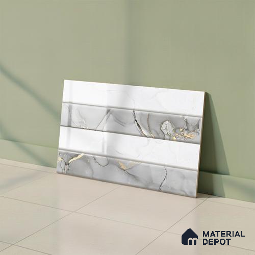 Marble Wall Tile TL 01915 F Chalk White Highlighter 18 x 12 inch Glossy Finish Ceramic Tile - 6 mm