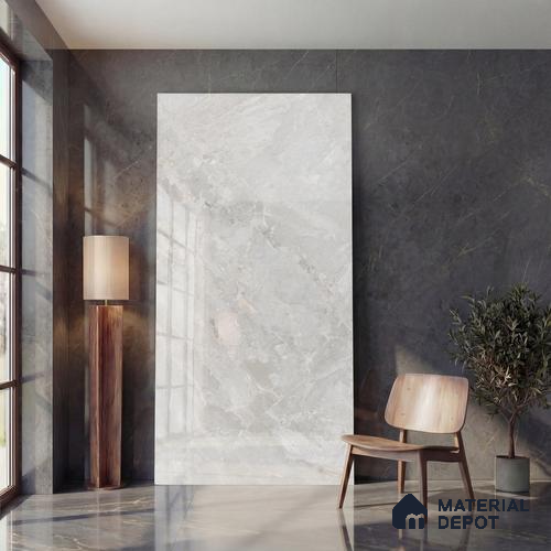 Marble Look Wall & Floor Tile TL 05838 Breccia Siena 8 ft x 4 ft High Gloss Finish Vitrified Large Format Tile - 9 mm | Suitable for Living Room, Bedroom, Office | Adhesive and Spacers Must be Used During Installation