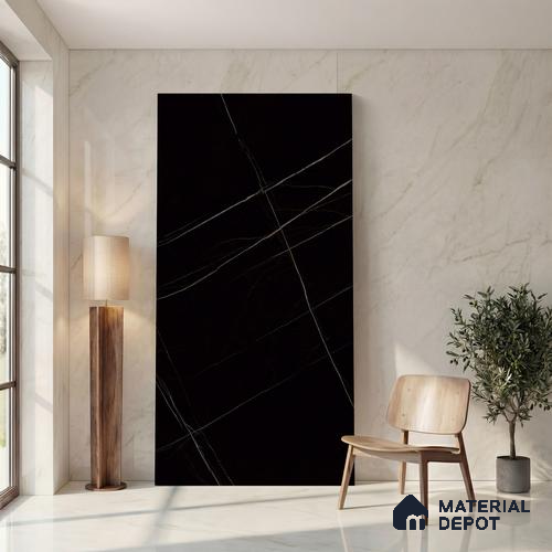 Marble Look Wall & Floor Tile TL 05841 Saint Laurent 8 ft x 4 ft Matte Finish Vitrified Large Format Tile - 9 mm | Suitable for Living Room, Bedroom, Office | Adhesive and Spacers Must be Used During Installation