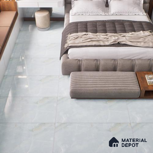 Marble Floor & Wall Tile TL 00908 Sky Onyx 4 ft x 2 ft Random Face Glossy Finish Vitrified Tile - 9 mm | Suitable For living Room, Bedroom, Bathroom