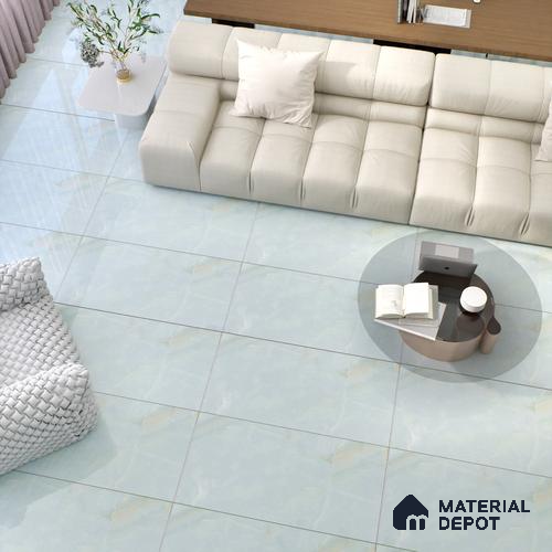 Marble Floor & Wall Tile TL 00908 Sky Onyx 4 ft x 2 ft Random Face Glossy Finish Vitrified Tile - 9 mm | Suitable For living Room, Bedroom, Bathroom