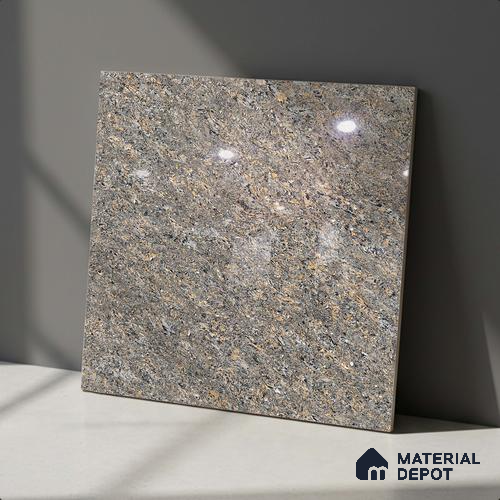 Double Charge Floor & Wall Tile TL 00977 Dualcore Slate Grey 2 ft x 2 ft Vitrified Glossy Finish - 9 mm | Suitable for Bedroom, Living Room, Office & Bathroom Wall