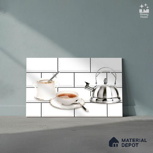 TL 01944 B Ice White & Silver Highlighter 1 18 x 12 inch Glossy Finish Ceramic Wall Tile - 6 mm