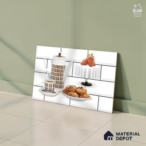 TL 01944 C Ice White & Brown Highlighter 2 18 x 12 inch Glossy Finish Ceramic Wall Tile - 6 mm