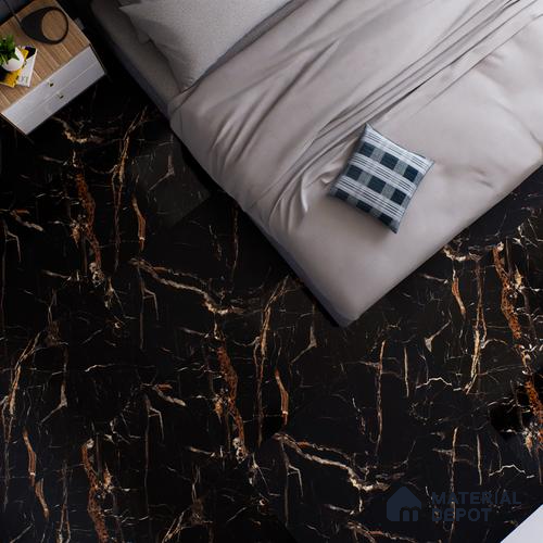 Marble Floor & Wall Tile TL 02182 Sombre Black 4 ft x 2 ft High Gloss Finish Tile - 9 mm (Random 3)