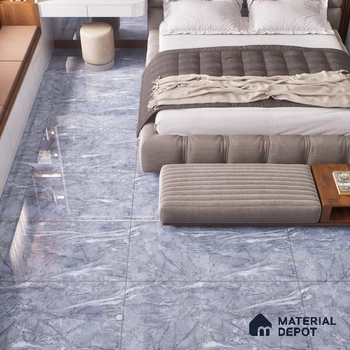 Budget Friendly Marble Floor & Wall Tile Value For Money TL 05590 Blue Sorrento 4 ft x 2 ft - Vitrified Glossy Finish -9 mm | 4 Random Design | Suitable for Living Room, Bedroom & Bathroom