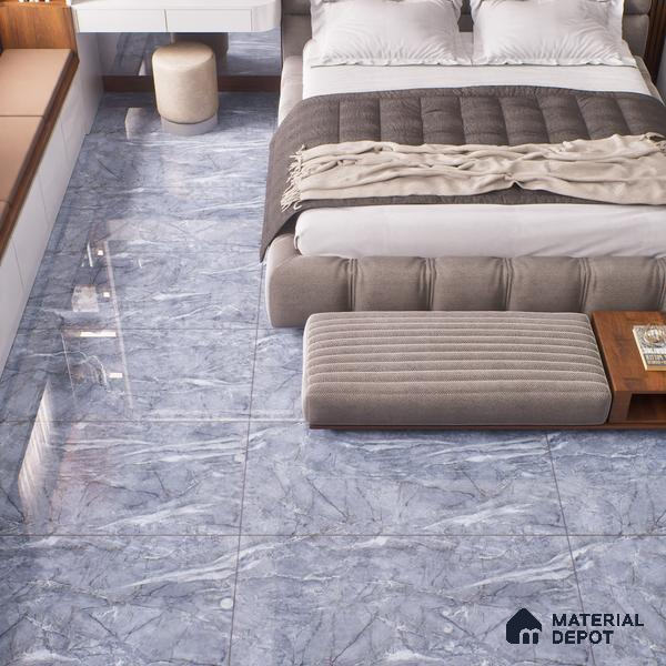 Budget Friendly Marble Floor & Wall Tile Value For Money TL 05590 Blue Sorrento 4 ft x 2 ft - Vitrified Glossy Finish -9 mm | 4 Random Design | Suitable for Living Room, Bedroom & Bathroom