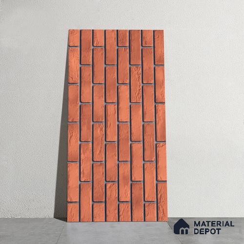 Brick Stone Wall Tile TL 06125 B Cinder Block Rosso 4 ft x 2 ft Vitrified Punch Matte Finish - 9 mm | 4 Random Design | Suitable For Living Room, Bedroom, Bathroom, Kitchen