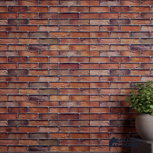 Brick Stone Wall Tile TL 06125 Cinder Block Multi 4 ft x 2 ft Vitrified Punch Matte Finish - 9 mm | 4 Random Design | Suitable For Living Room, Bedroom, Bathroom, Kitchen