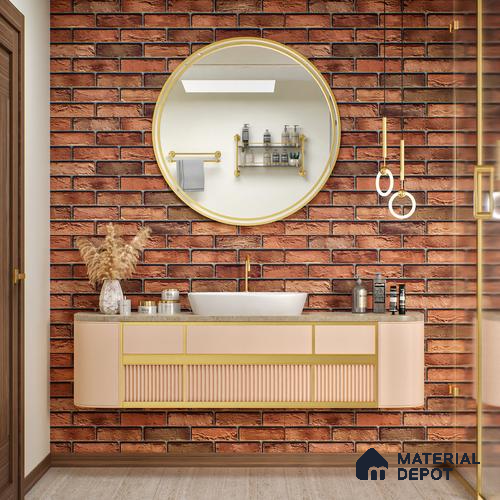 Brick Stone Wall Tile TL 06125 Cinder Block Multi 4 ft x 2 ft Vitrified Punch Matte Finish - 9 mm | 4 Random Design | Suitable For Living Room, Bedroom, Bathroom, Kitchen