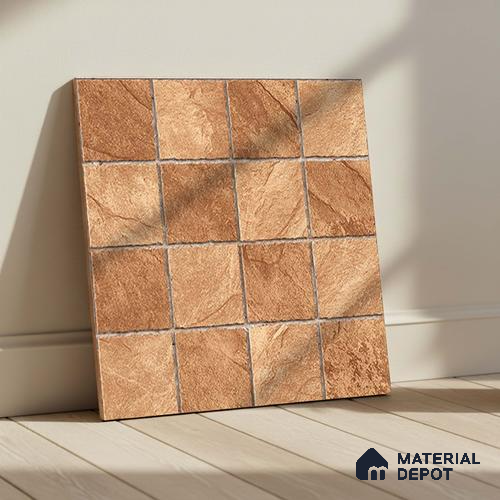 Stone Floor Tile TL 05764 Strada Mosaico Bronze 20 inch x 20 inch Vitrified Matte Finish - 12 mm | Suitable for Parking, Balcony, Courtyard, Patio, Terrace | Pattern Alignment May Vary | 2-3 mm Spacer is Mandatory