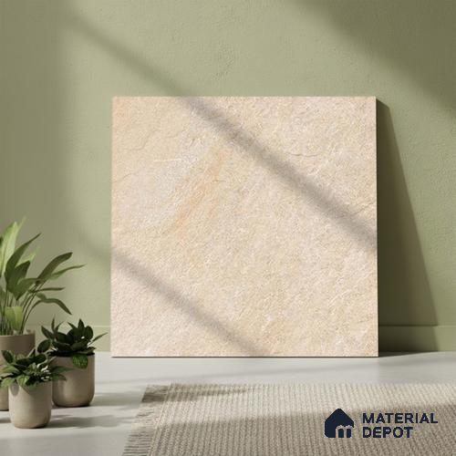 Stone Floor Tile TL 05365 B Strada Perfect Crema 20 inch x 20 inch Vitrified Matte Finish - 12 mm | Suitable for Parking, Balcony, Courtyard, Patio, Terrace | Pattern Alignment May Vary | 2-3 mm Spacer is Mandatory