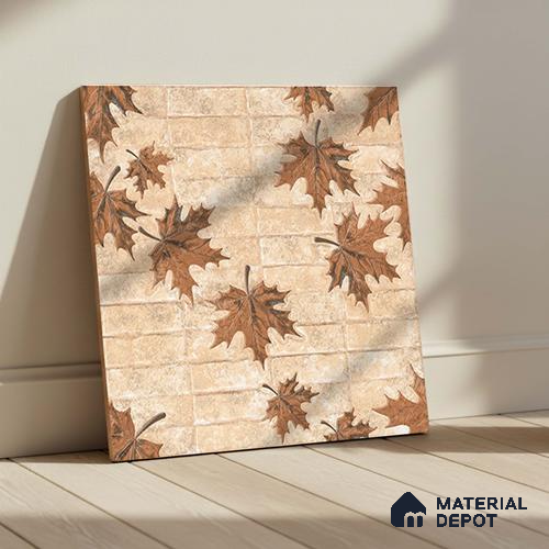 Stone Floor Tile TL 05766 B Strada Umber Leaf 20 inch x 20 inch Vitrified Matte Finish - 12 mm | Suitable for Parking, Balcony, Courtyard, Patio, Terrace | Pattern Alignment May Vary | 2-3 mm Spacer is Mandatory