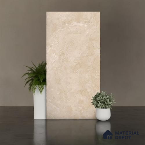 Stone Floor & Wall Tile TL 07085 C Unika Kemberg Camel 4 ft x 2 ft Matte Finish GVT Vitrified Tile - 9 mm | 4 Random Design | Suitable For living Room, Bedroom, Bathroom