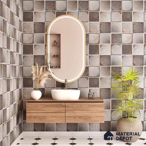 Grey Moroccan Wall Tile TL 06690 B Gravier Urban Mist Accent 2 ft x 4 ft Vitrified Carving Matte Finish - 9 mm | 4 Random Design | Suitable for Living Room, Bedroom, Bathroom