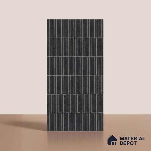 Black Highlighter Wall Tile TL 06738 B Gravier Obsidian Concrete Etch 4 ft x 2 ft Vitrified Carving Matte Finish - 9 mm | Suitable for Living Room, Bedroom, Bathroom