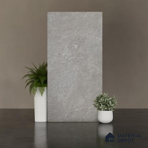 Grey Stone Floor & Wall Tile TL 06739 G Gravier Astral Grey 4 ft x 2 ft Vitrified Carving Matte Finish - 9 mm | 8 Random Design | Suitable for Living Room, Bedroom, Bathroom