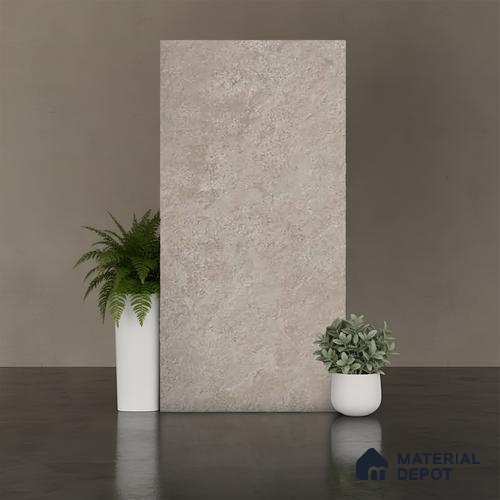 Grey Stone Floor & Wall Tile TL 06739 Gravier Celestial Ember 4 ft x 2 ft Vitrified Carving Matte Finish - 9 mm | 8 Random Design | Suitable for Living Room, Bedroom, Bathroom