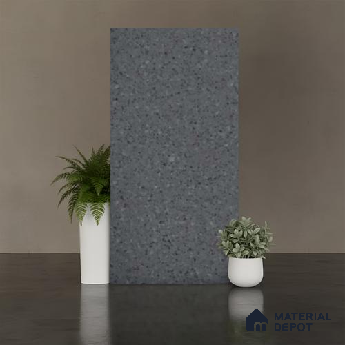 Black Terrazzo Floor & Wall Tile TL 10310  Mondeco Nero 4 ft x 2 ft Vitrified Carving Matte Finish - 9 mm