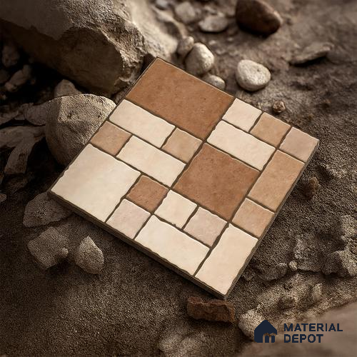 Budget Friendly Stone Look Value for Money Parking Flint Floor Tile 16 x 16 inch | TL 06250 B | Vitrified Matte Finish Tile - 12 mm | Suitable For Parking, Outdoor, Balcony & Terrace | Pattern Alignment May Vary | 2-3 mm Spacer is Mandatory