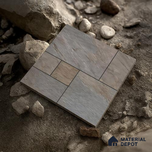 Budget Friendly Stone Look Value for Money Parking Ashora Floor Tile 16 x 16 inch | TL 06252 | Vitrified Matte Finish Tile - 12 mm | Suitable For Parking, Outdoor, Balcony & Terrace | Pattern Alignment May Vary | 2-3 mm Spacer is Mandatory