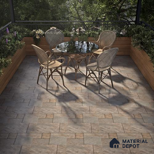 Budget Friendly Stone Look Value for Money Parking Ashora Floor Tile 16 x 16 inch | TL 06252 | Vitrified Matte Finish Tile - 12 mm | Suitable For Parking, Outdoor, Balcony & Terrace | Pattern Alignment May Vary | 2-3 mm Spacer is Mandatory