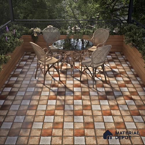 Budget Friendly Stone Look Value for Money Parking Umbric Floor Tile 16 x 16 inch | TL 06255 | Vitrified Matte Finish Tile - 12 mm | Perfect For Parking,Outdoor,Balcony & Terrace | Pattern Alignment May Vary | 2-3 mm Spacer is Mandatory
