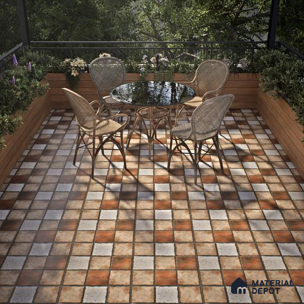 Budget Friendly Stone Look Value for Money Parking Umbric Floor Tile 16 x 16 inch | TL 06255 | Vitrified Matte Finish Tile - 12 mm | Perfect For Parking,Outdoor,Balcony & Terrace | Pattern Alignment May Vary | 2-3 mm Spacer is Mandatory