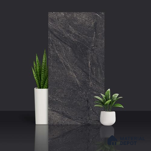 Stone Look Wall & Floor Tile TL 06656 D Artica Graphite 4 ft x 2 ft Full Body Vitrified Matte Finish - 9 mm | 6 Random Design | Suitable For Living Room, Bedroom, Bathroom