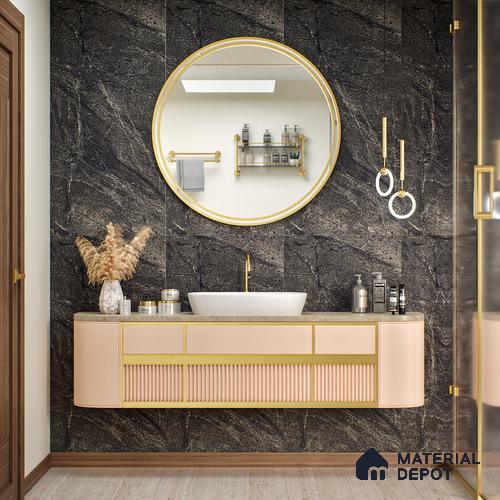 Stone Look Wall & Floor Tile TL 06656 D Artica Graphite 4 ft x 2 ft Full Body Vitrified Matte Finish - 9 mm | 6 Random Design | Suitable For Living Room, Bedroom, Bathroom