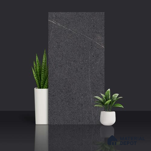 Stone Look Wall & Floor Tile TL 06658 D Polar Charcoal 4 ft x 2 ft Full Body Vitrified Matte Finish - 9 mm | 6 Random Design | Suitable For Living Room, Bedroom, Bathroom