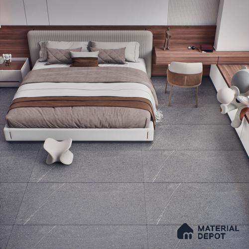 Stone Look Wall & Floor Tile TL 06658 D Polar Charcoal 4 ft x 2 ft Full Body Vitrified Matte Finish - 9 mm | 6 Random Design | Suitable For Living Room, Bedroom, Bathroom