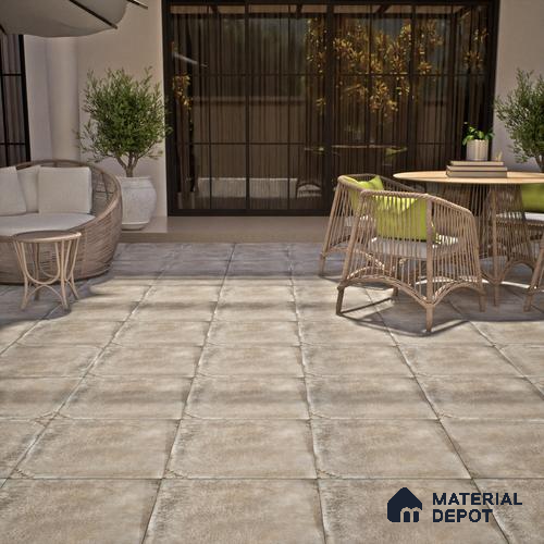 Stone Tile TL 04802 Rustique Elegance Metallic Brown 16 x 16 inch Vitrified Matte Finish - 12 mm | Suitable for Parking, Terrace, Balcony, Courtyard | Heavy Duty Digital Anti Skid Parking Floor | Pattern Alignment May Vary | 2-3 mm Spacer is Mandatory