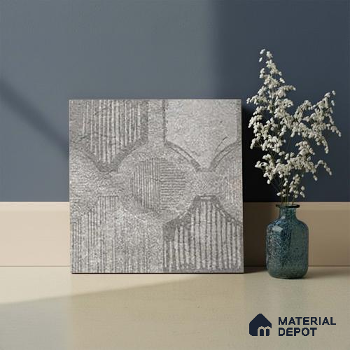 Stone Floor Tile TL 06023 AI Evoque Gris Decor 11.8 inch x11.8 inch Anti Skid Tiles Vitrified Matte Slate Punch Finish - 12 mm | 16 Random Design Ideal For Parking, Outdoor, Balcony
