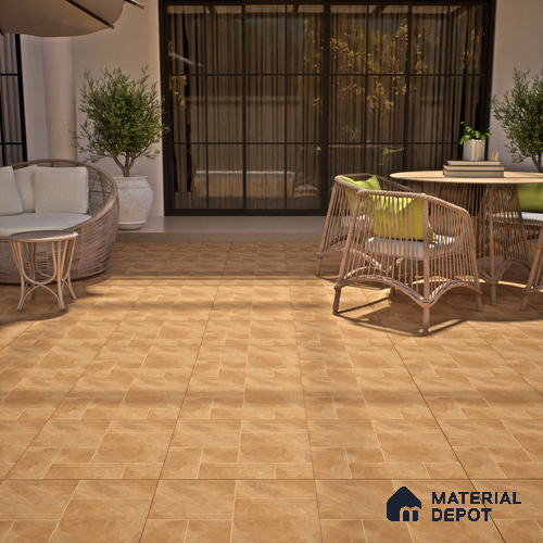 Cement Floor Tile TL 06023 G Spectra Earth 2 ft x 2 ft Vitrified Matte Slate Punch Finish - 12 mm | 6 Random Design | Ideal For Living Room, Bathroom, Restaurants