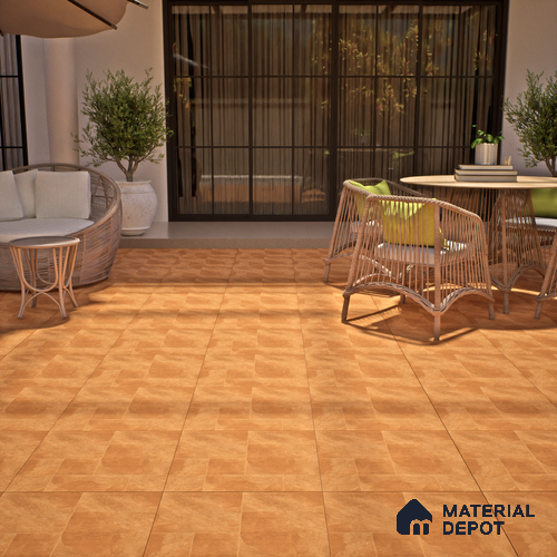 Cement Floor Tile TL 06023 H Spectra Cotto 2 ft x 2 ft Vitrified Matte Slate Punch Finish - 12 mm | 6 Random Design | Ideal For Living Room, Bathroom, Restaurants
