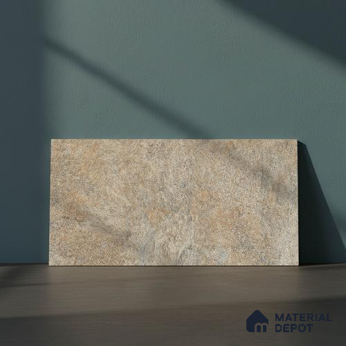 Stone Floor Tile TL 06023 S Forest Olive 2 ft x 11.8 Inch Vitrified Matte Slate Punch Finish - 12 mm | 12 Random Design | Ideal For Living Room, Bathroom, Restaurants