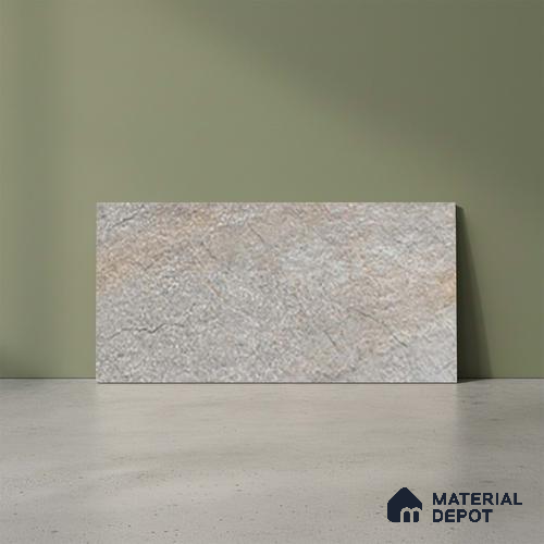 Stone Floor Tile TL 06023 U Evoque Gris 2 ft x 11.8 Inch Anti Skid Tiles Vitrified Matte Slate Punch Finish - 12 mm | 8 Random Design  Ideal For Parking, Outdoor, Balcony