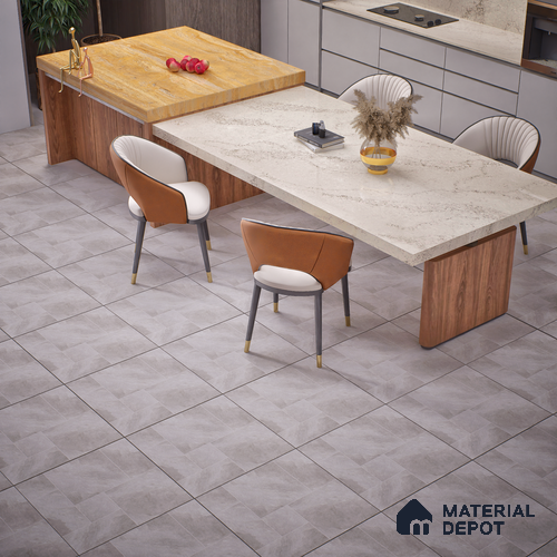 Cement Floor Tile TL 06023 X Spectra Grey 11.8 inch x11.8 inch Vitrified Matte Slate Punch Finish - 12 mm | 24 Random Design | Ideal For Living Room, Bathroom, Restaurants