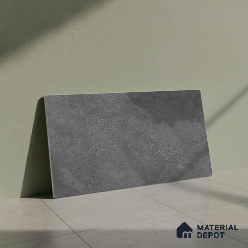 Cement Floor Tile TL 06023 Y Spectra Nero 2 ft x 11.8 Inch Vitrified Matte Slate Punch Finish - 12 mm | 6 Random Design | Ideal For Living Room, Bathroom, Restaurants