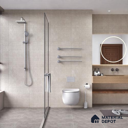 Punch Floor & Wall Tile TL 06094 C Slaty Greige Checks 4 ft x 2 ft Vitrified Matte Finish - 9 mm | 4 Random Design | Suitable For Living Room, Bedroom, Bathroom, Kitchen