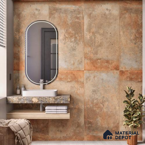 Rustic Wall Tile TL 05525 C Prestige Earthstone Cotto 2 ft x 4 ft Vitrified Matte Finish - 9 mm | 8 Random Design | Suitable for Living Room, Bedroom, Bathroom